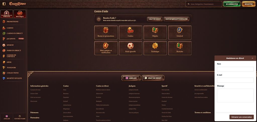 Casino CrazyTower Contactez-nous FR